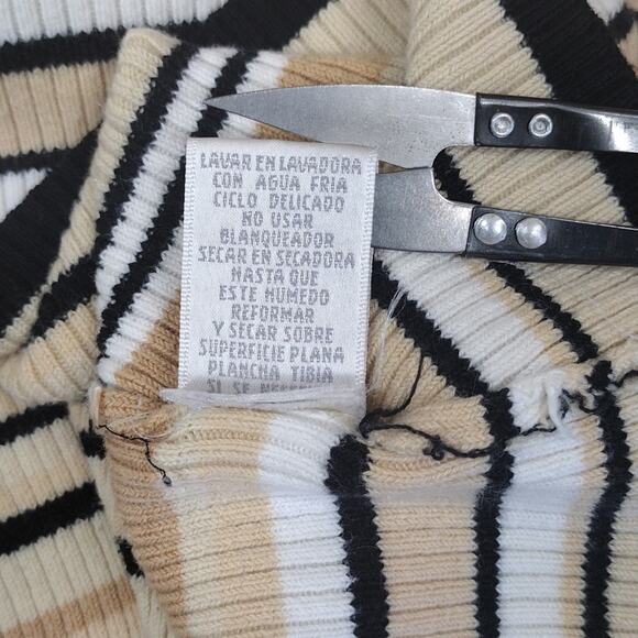 Worthington Turtle Neck Winter Formal Stripes Long Sleeve Stretchy Cotton Shirt - Picture 7 of 13